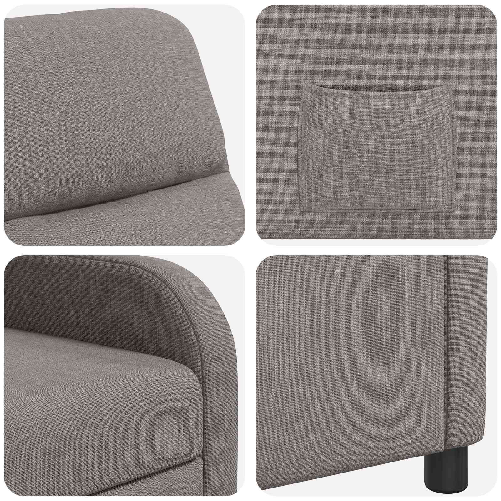 vidaXL Fotel recliner Ciemnoszary tkanina