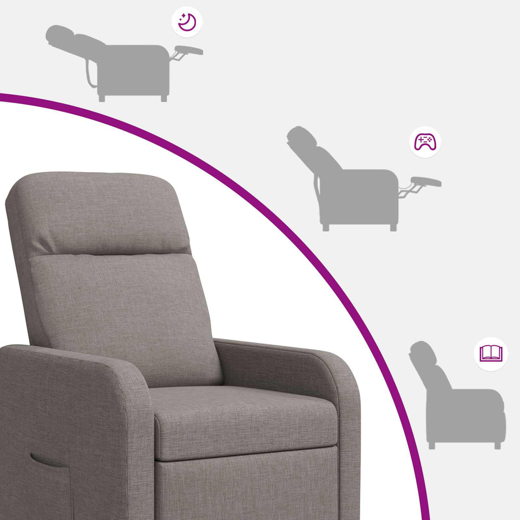 vidaXL Fotel recliner Ciemnoszary tkanina