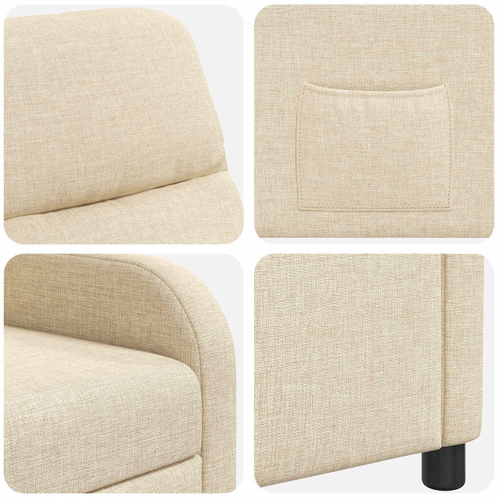 vidaXL Fotel recliner kremowy tkanina