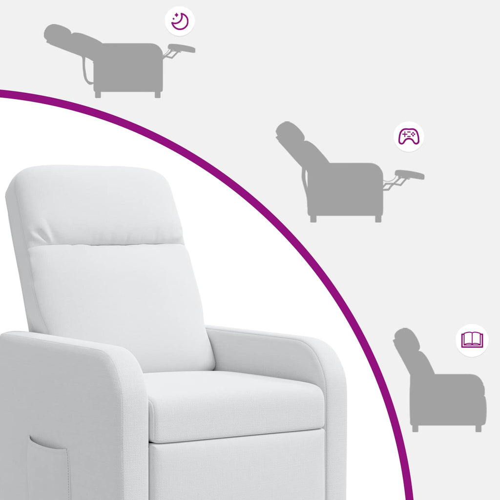 vidaXL Fotel recliner Biały tkanina