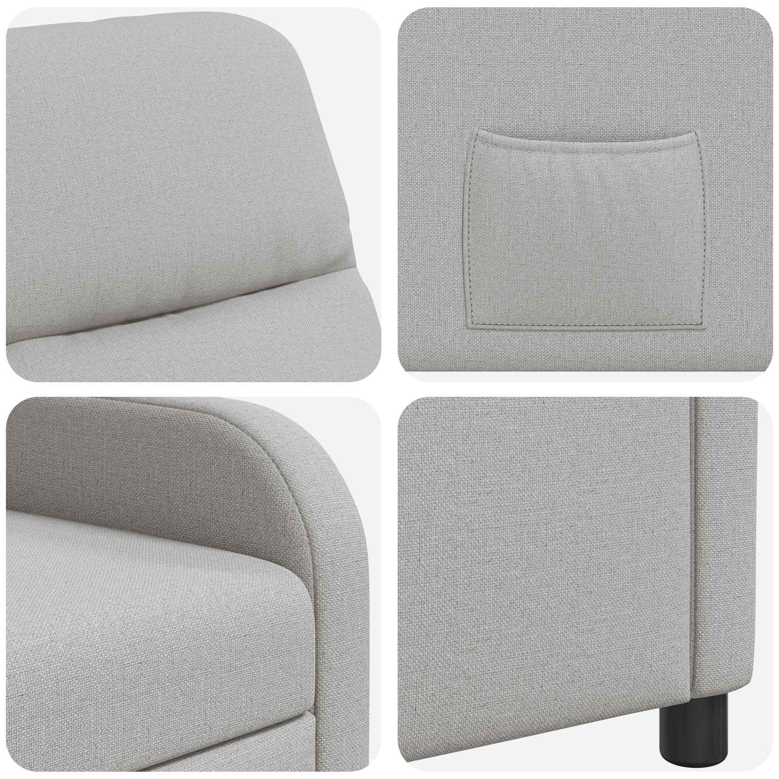 vidaXL Fotel recliner Szary chmur tkanina
