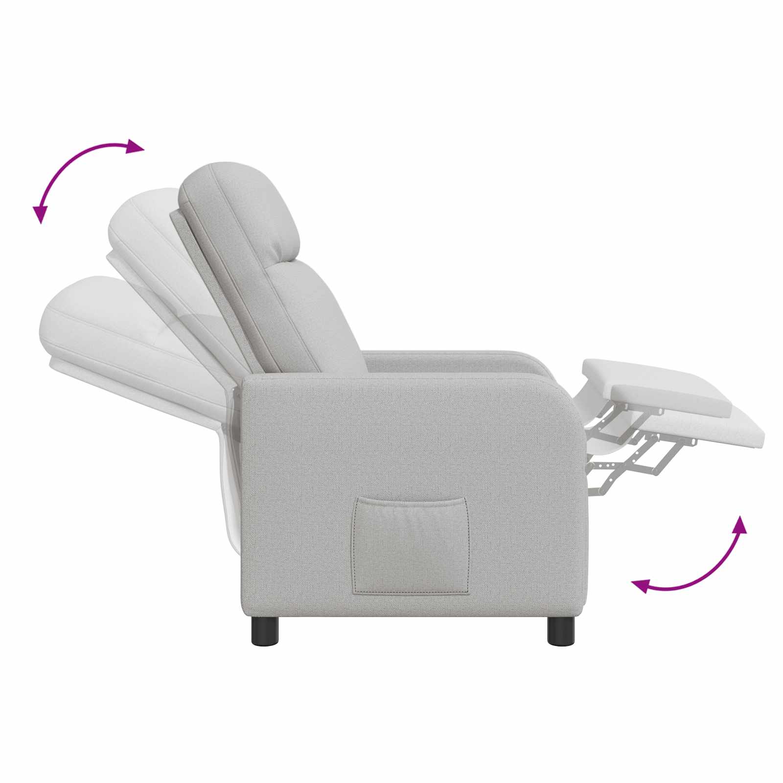 vidaXL Fotel recliner Szary chmur tkanina