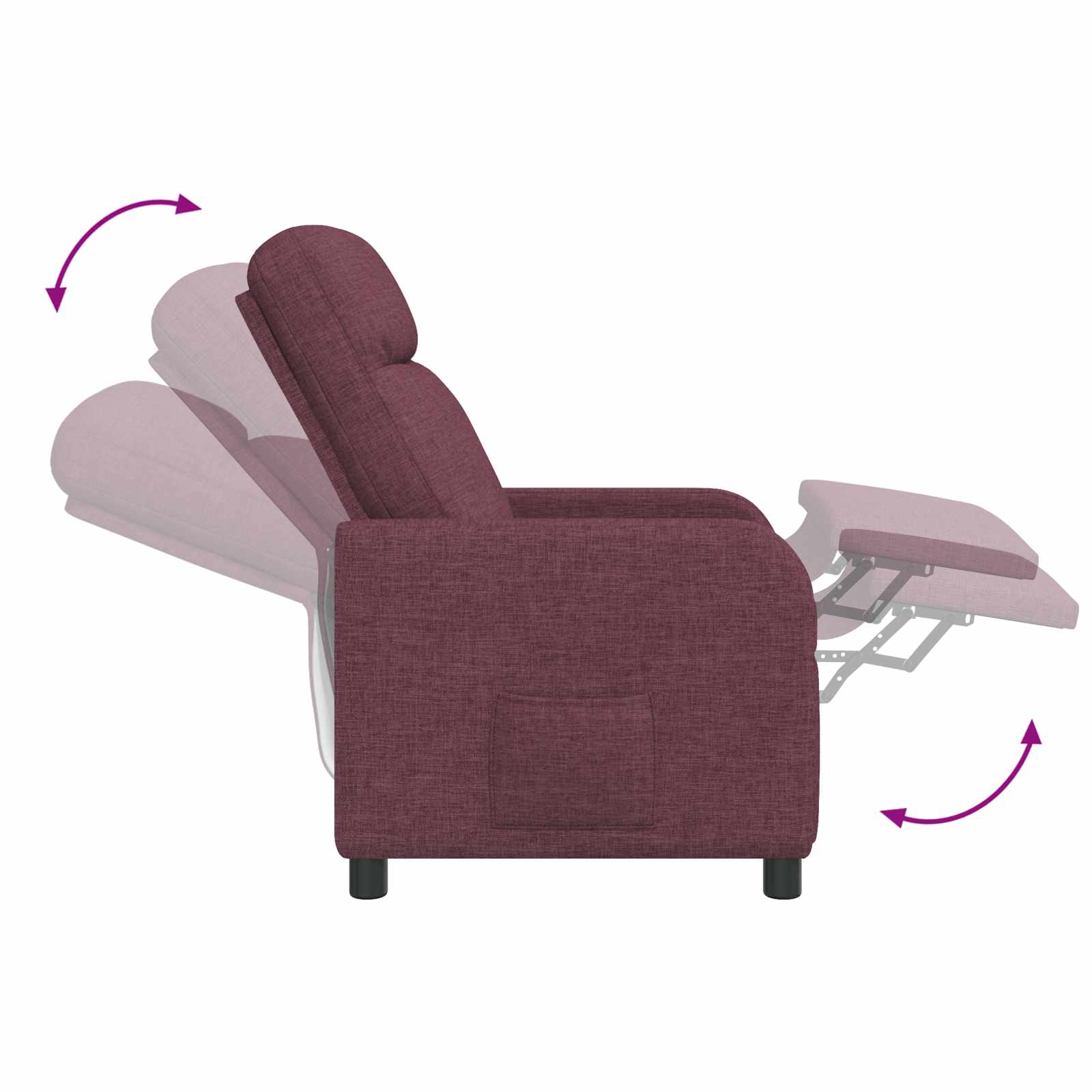 vidaXL Fotel recliner Fioletowy tkanina
