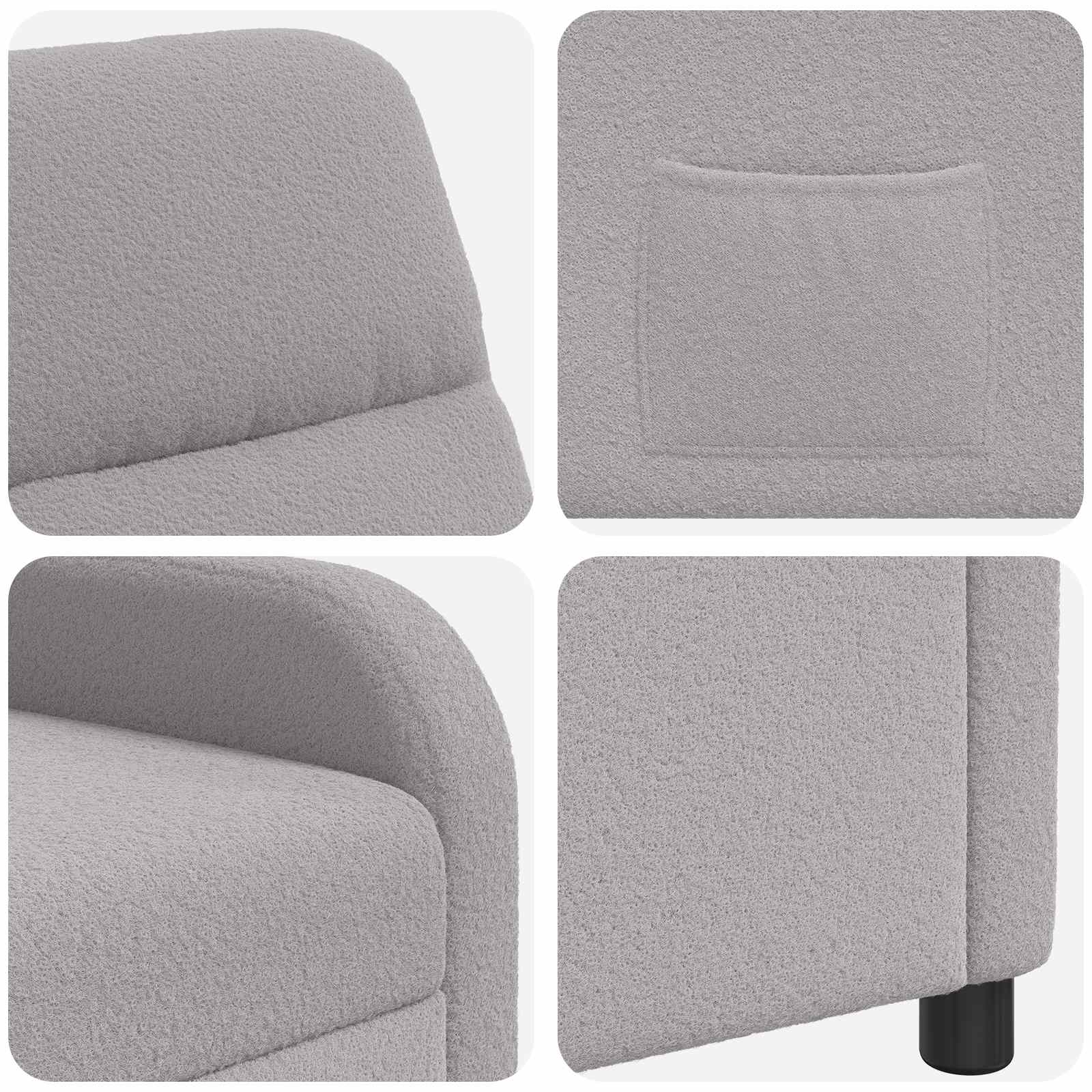 vidaXL Fotel recliner jasnoszary Bouclé