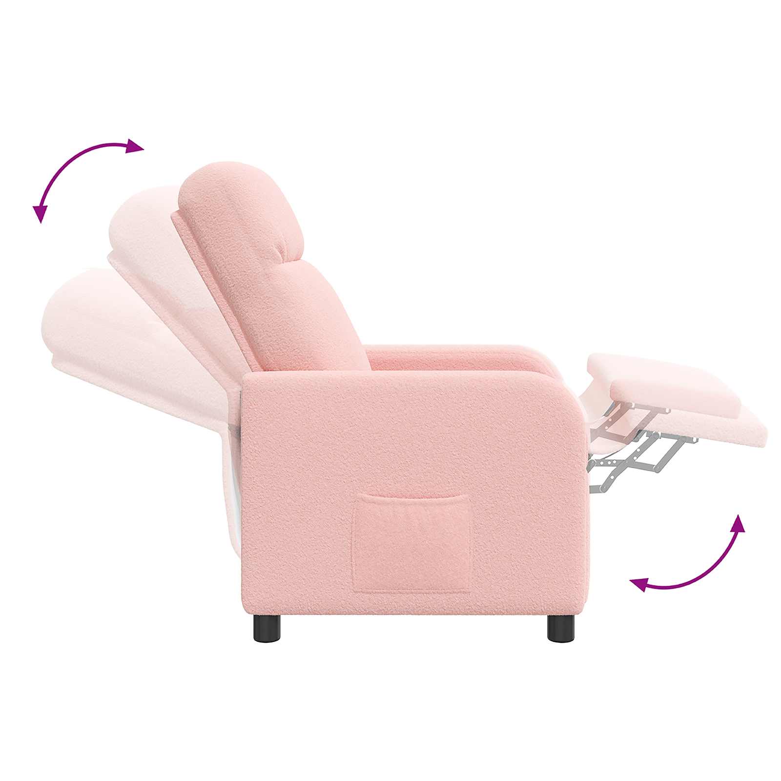 vidaXL Fotel recliner różowy Bouclé