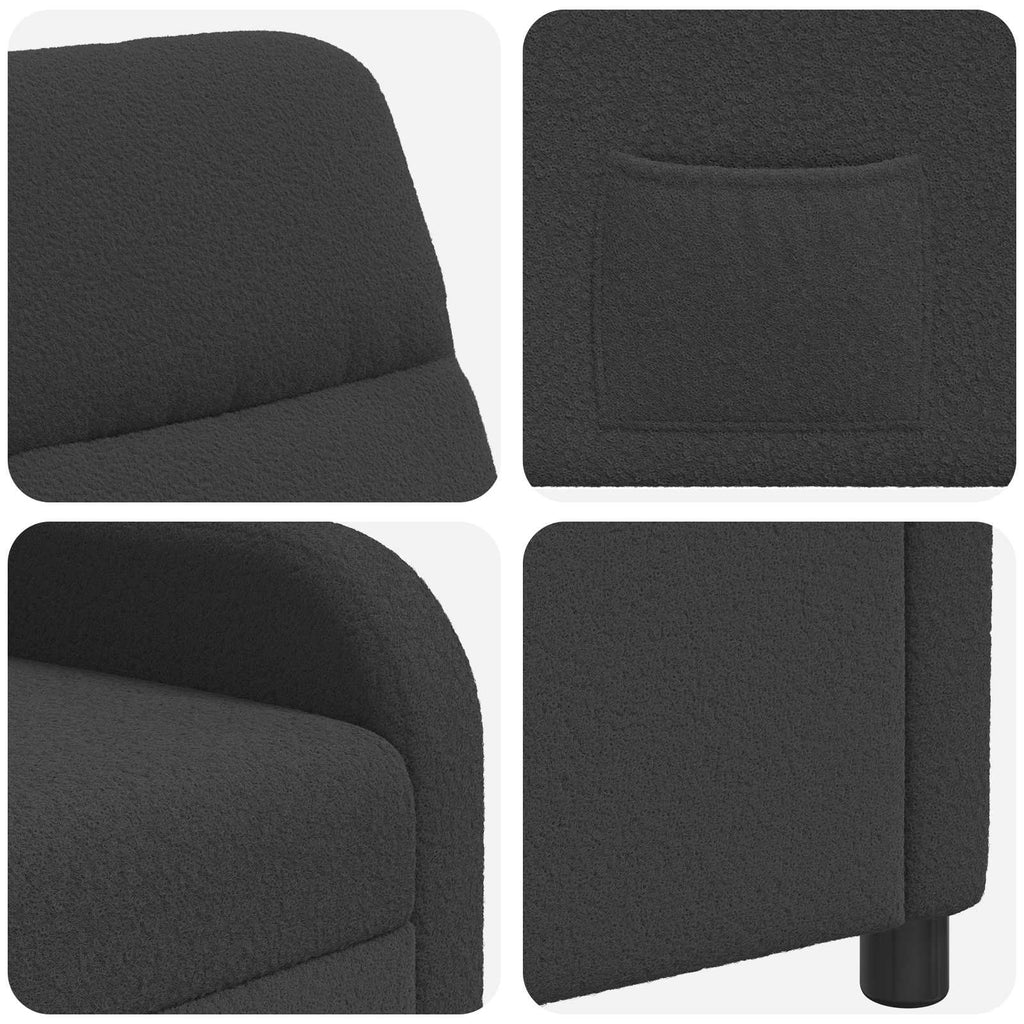 vidaXL Fotel recliner ciemnoszary Bouclé