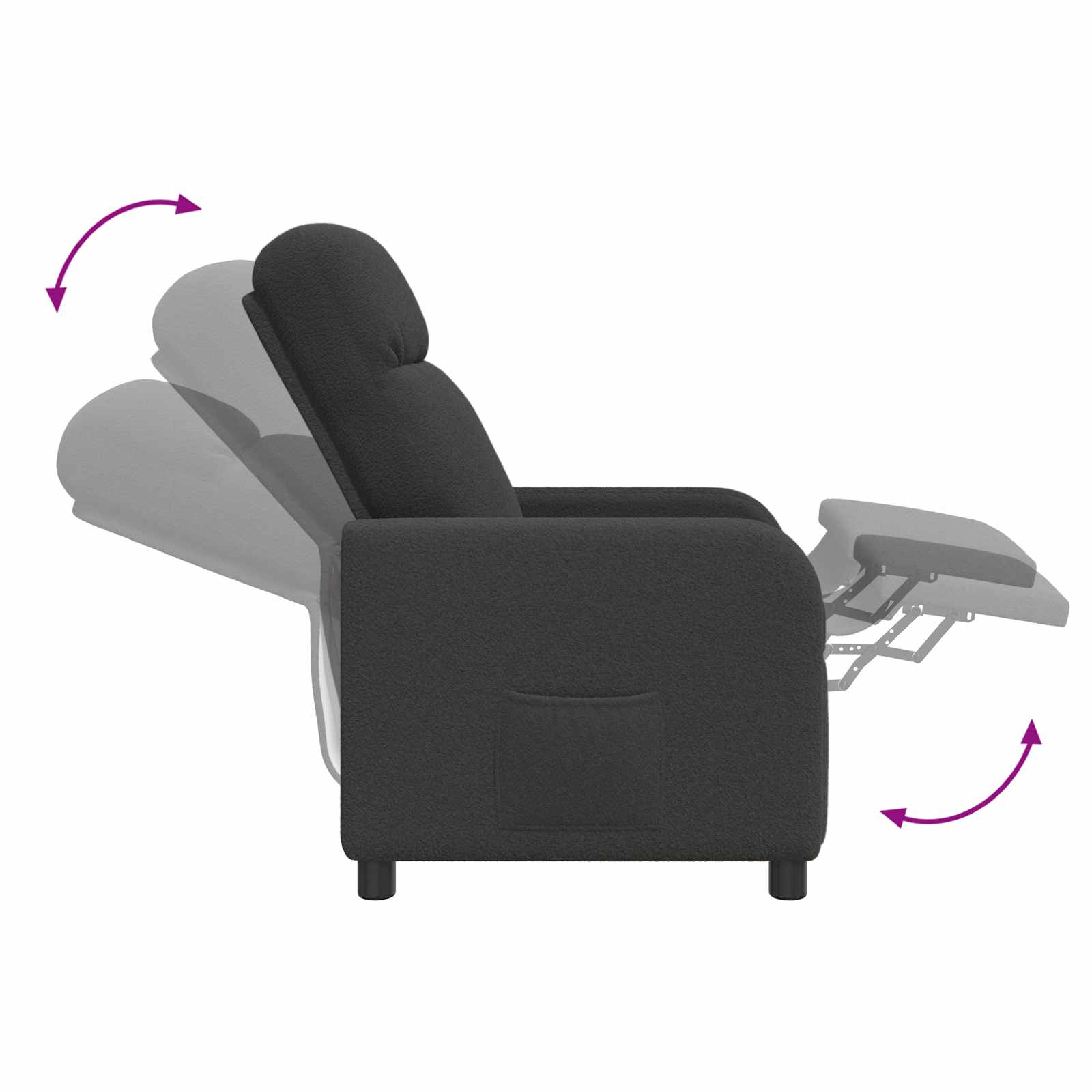 vidaXL Fotel recliner ciemnoszary Bouclé