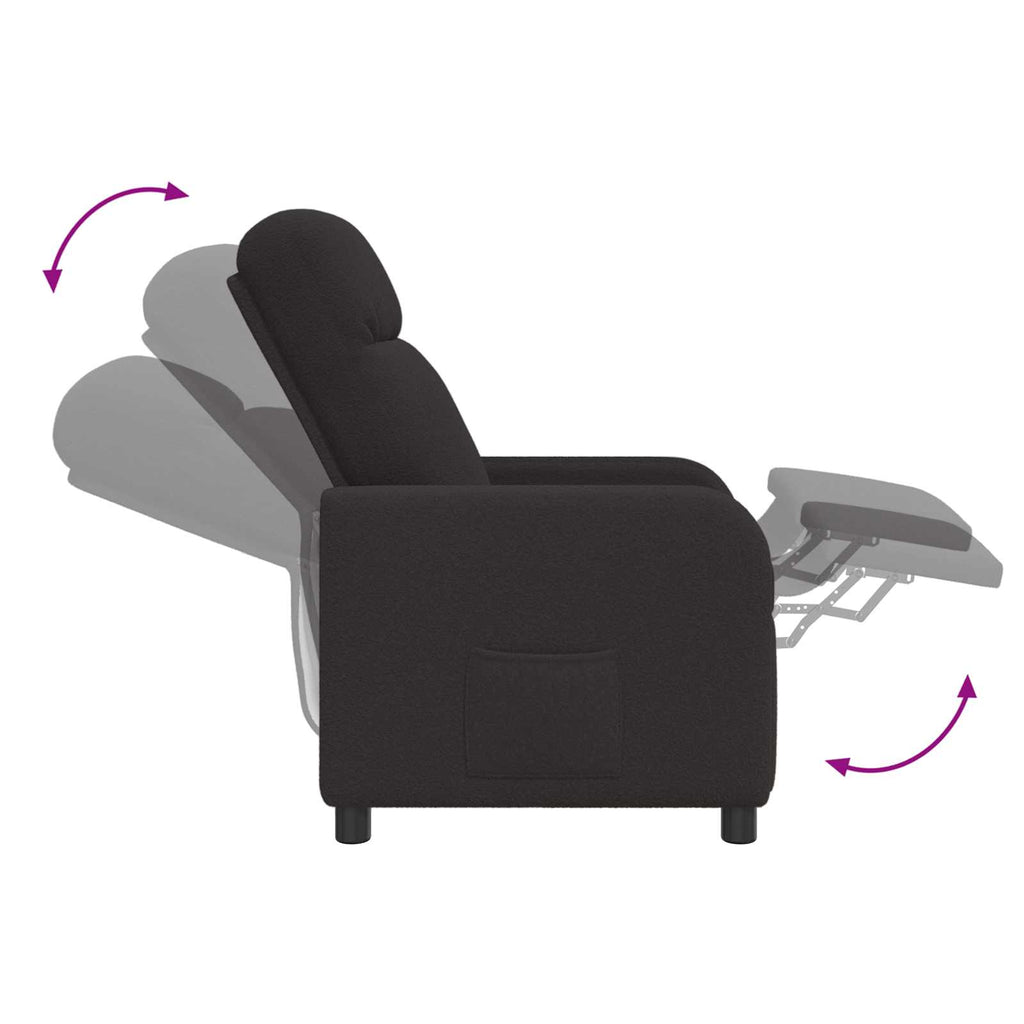 vidaXL Fotel recliner Czarny Bouclé