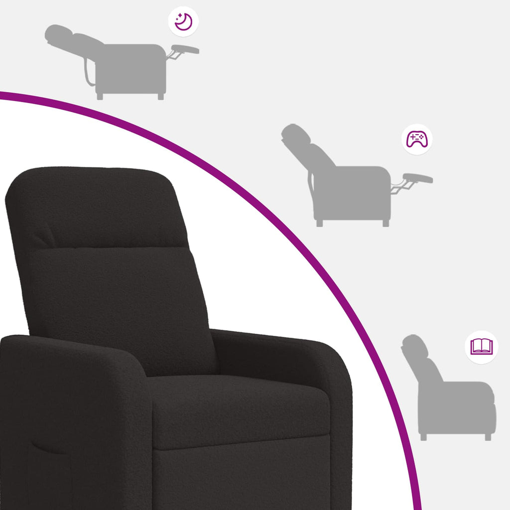vidaXL Fotel recliner Czarny Bouclé