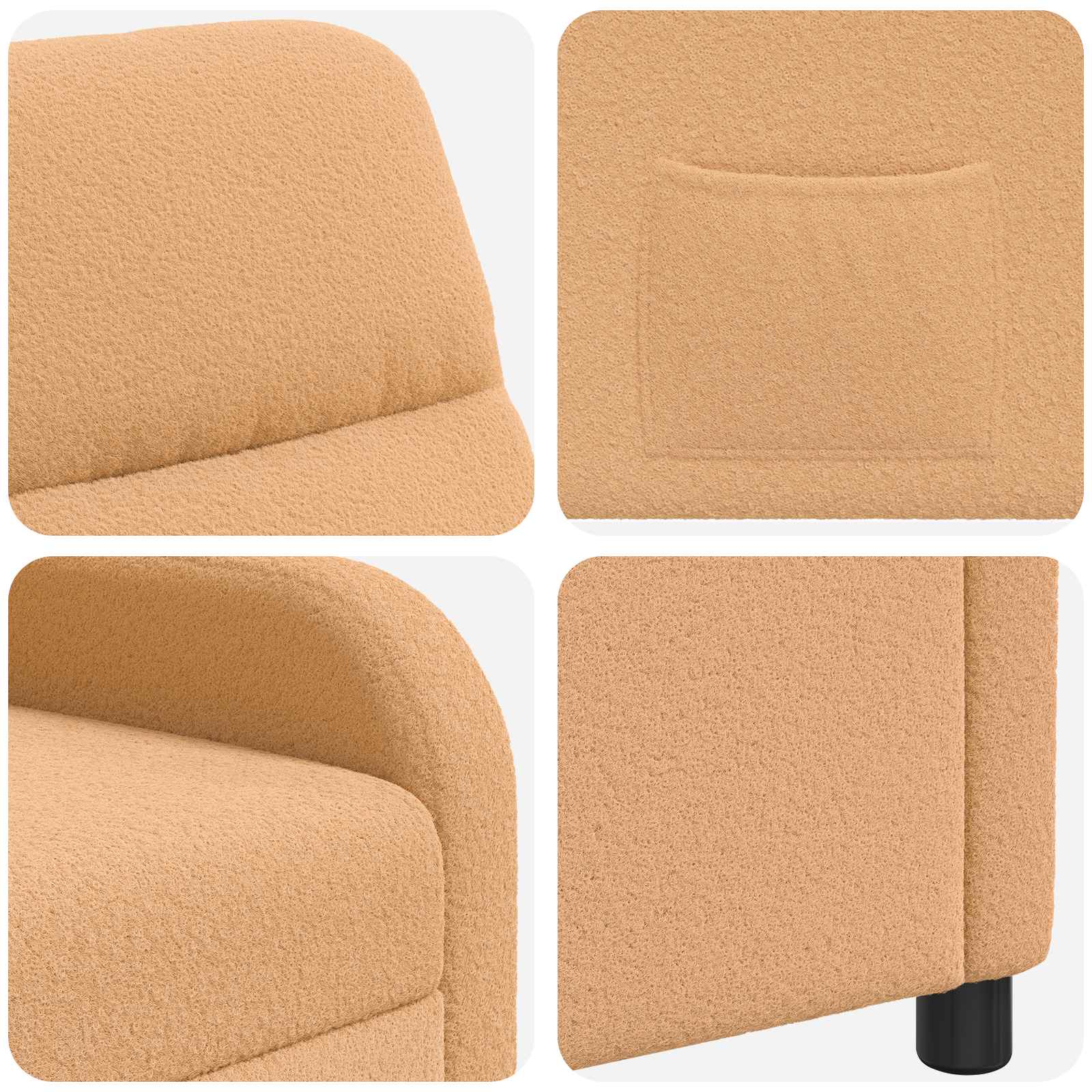vidaXL Fotel recliner Beżowy Bouclé