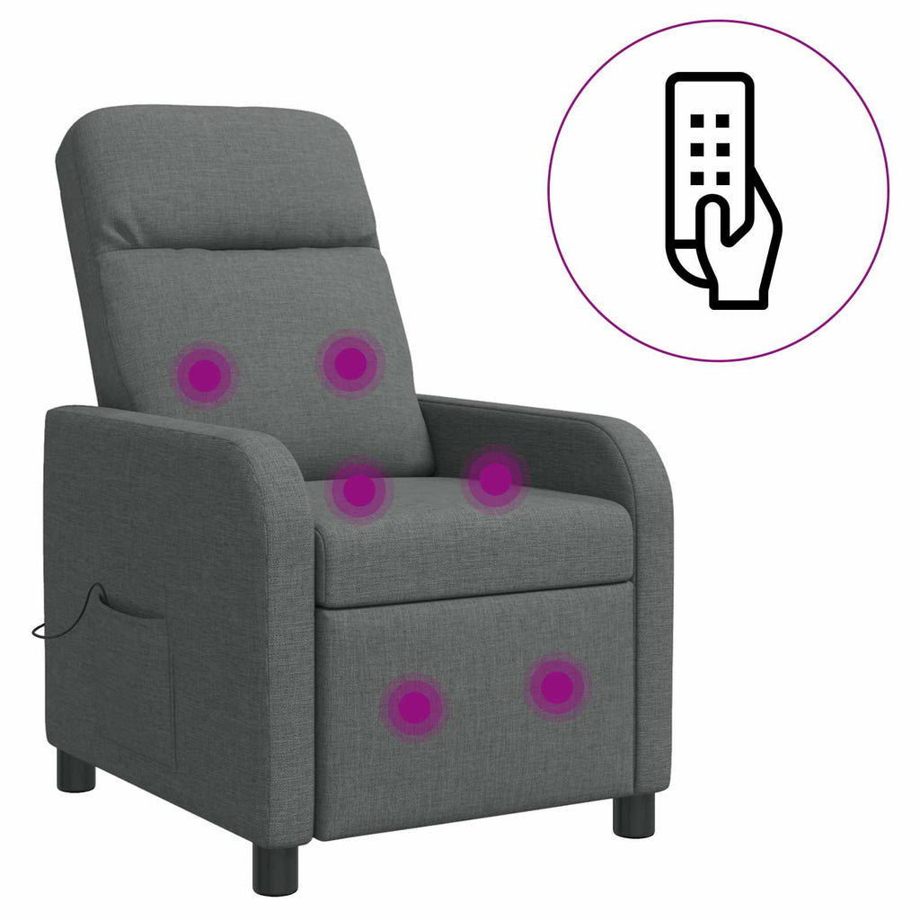 vidaXL Fotel masujący ciemnoszary tkanina
