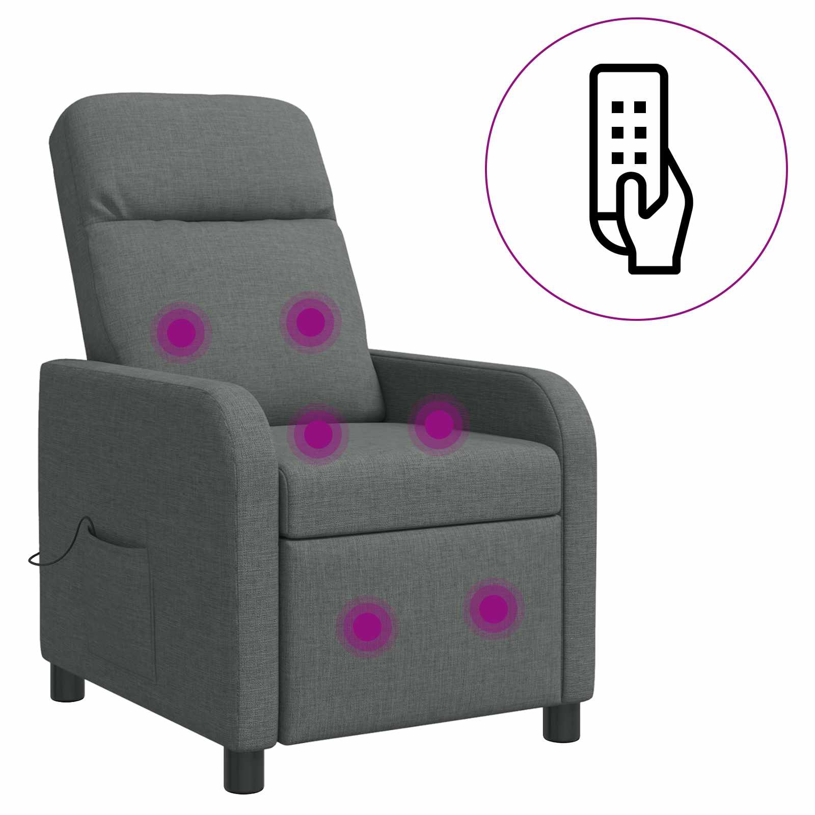 vidaXL Fotel masujący ciemnoszary tkanina
