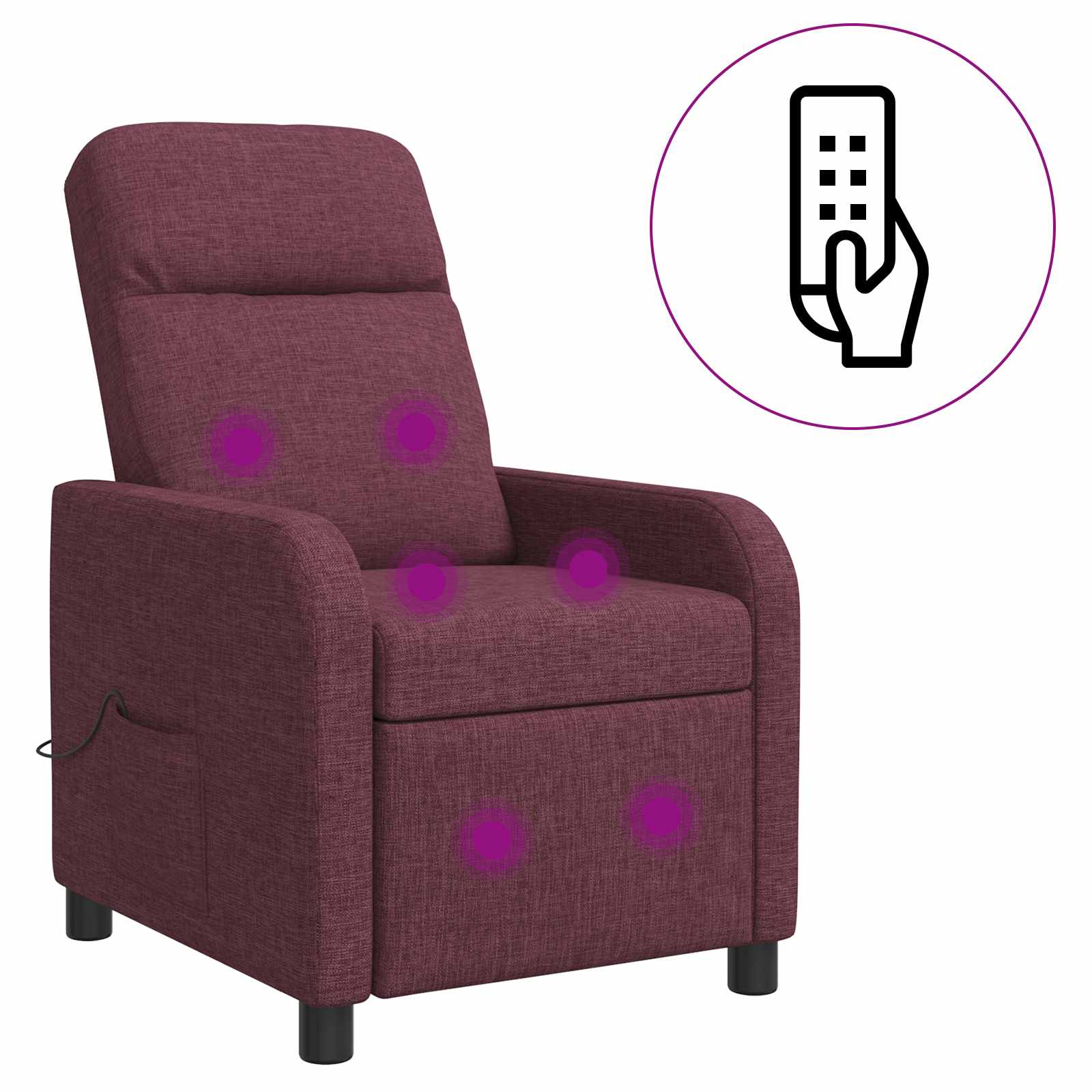 vidaXL Fotel masujący Fioletowy tkanina