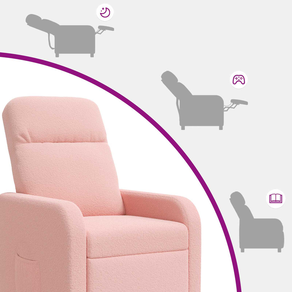 vidaXL Fotel masujący różowy Bouclé