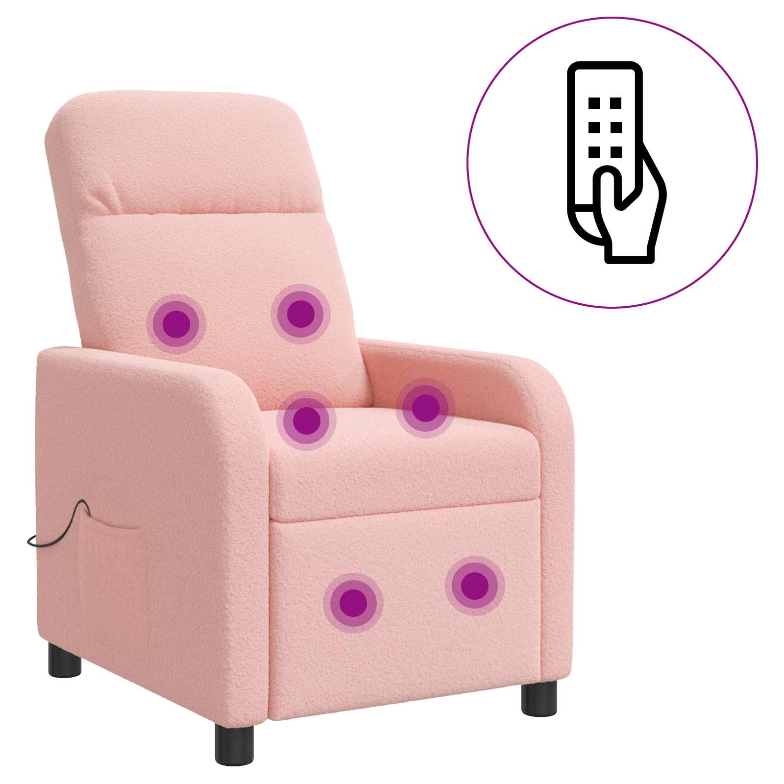 vidaXL Fotel masujący różowy Bouclé