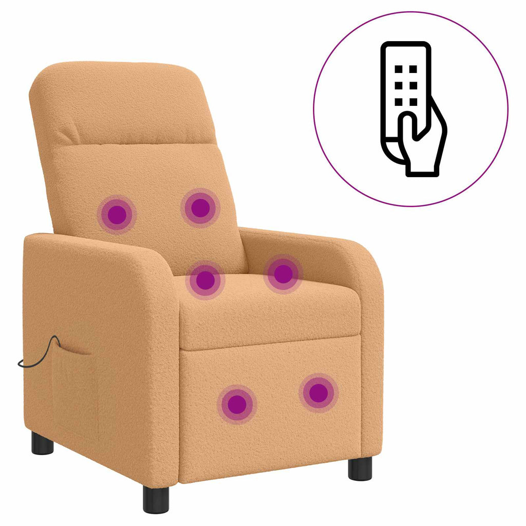 vidaXL Fotel masujący Beżowy Bouclé
