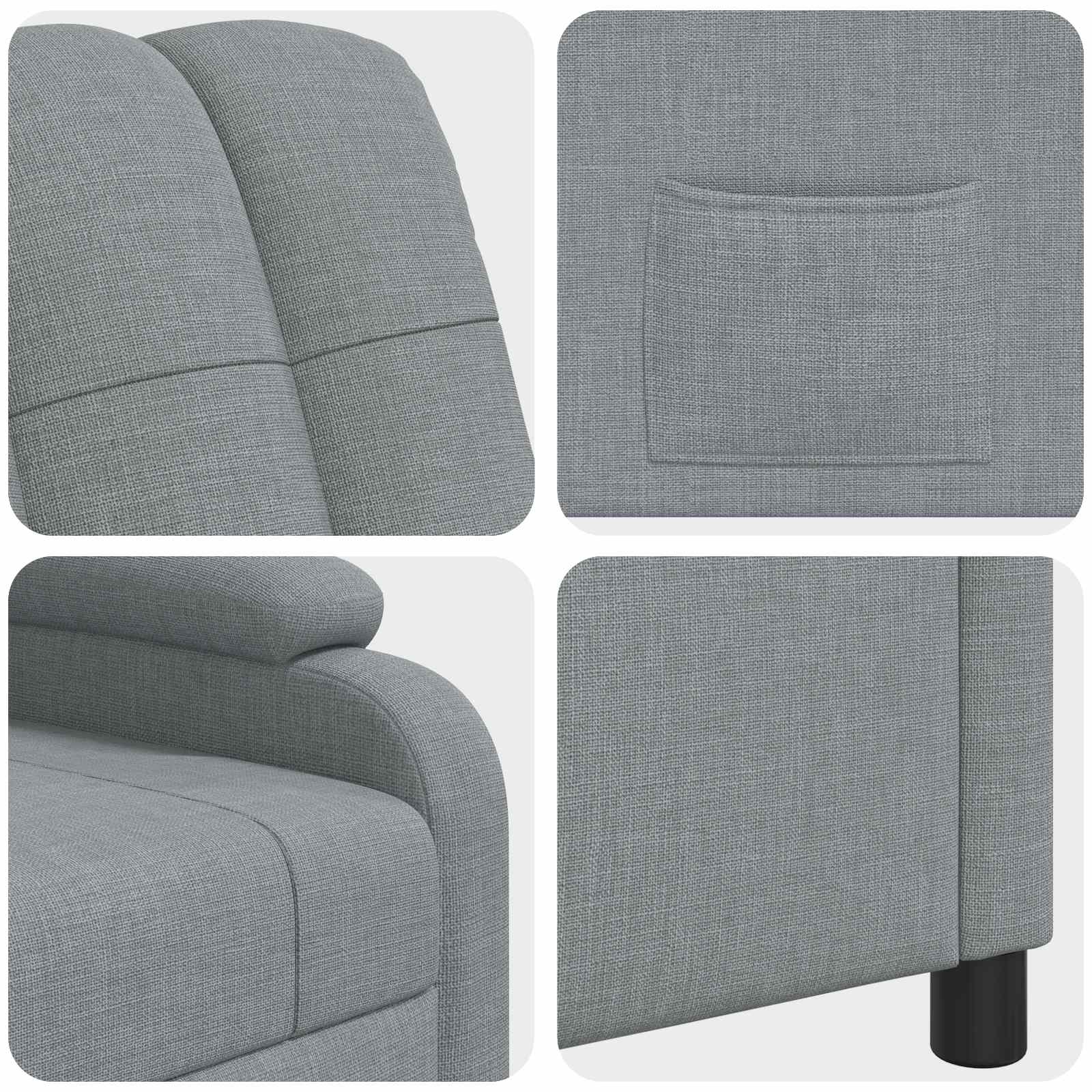 vidaXL Fotel recliner jasnoszary tkanina