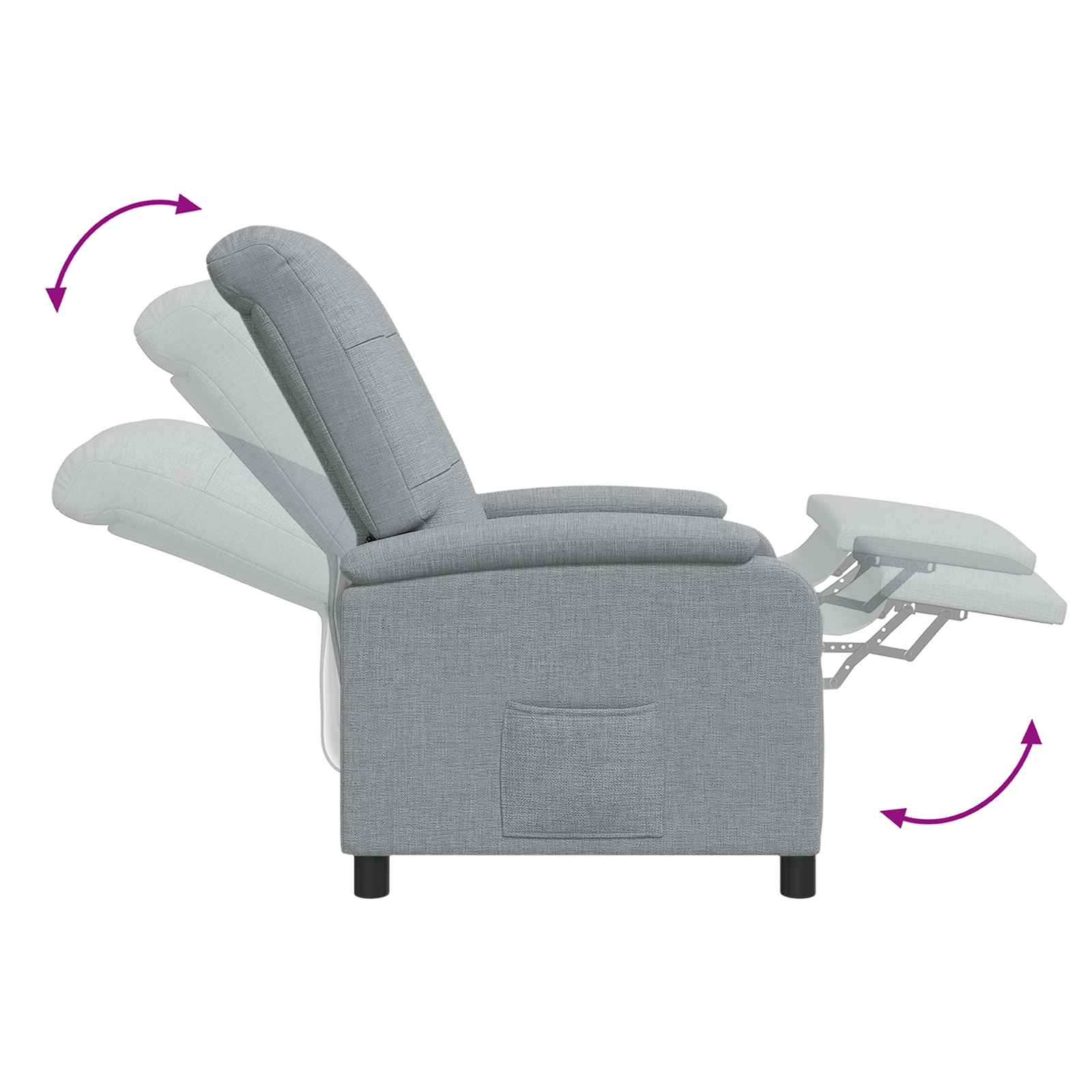 vidaXL Fotel recliner jasnoszary tkanina