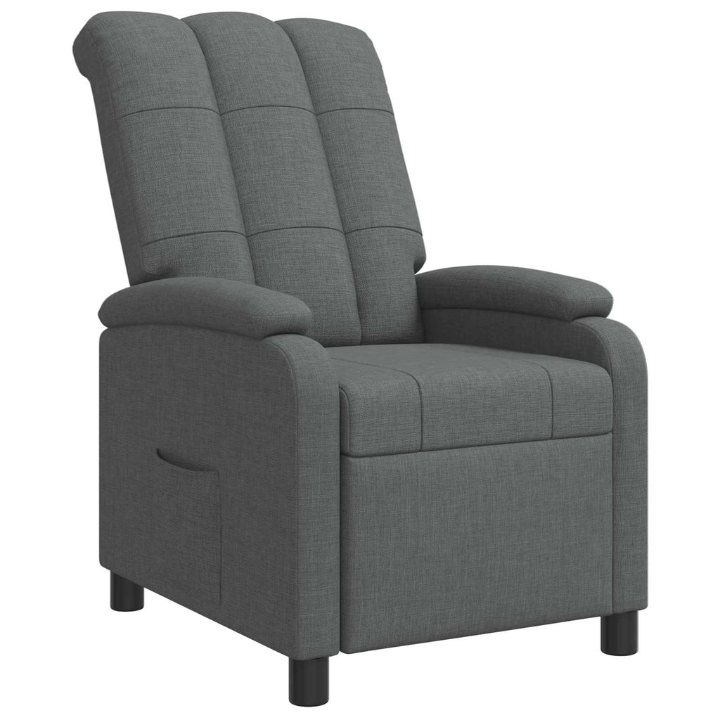 vidaXL Fotel recliner ciemnoszary tkanina
