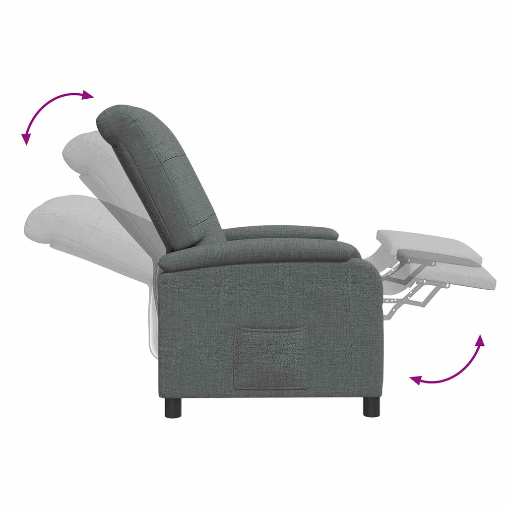 vidaXL Fotel recliner ciemnoszary tkanina
