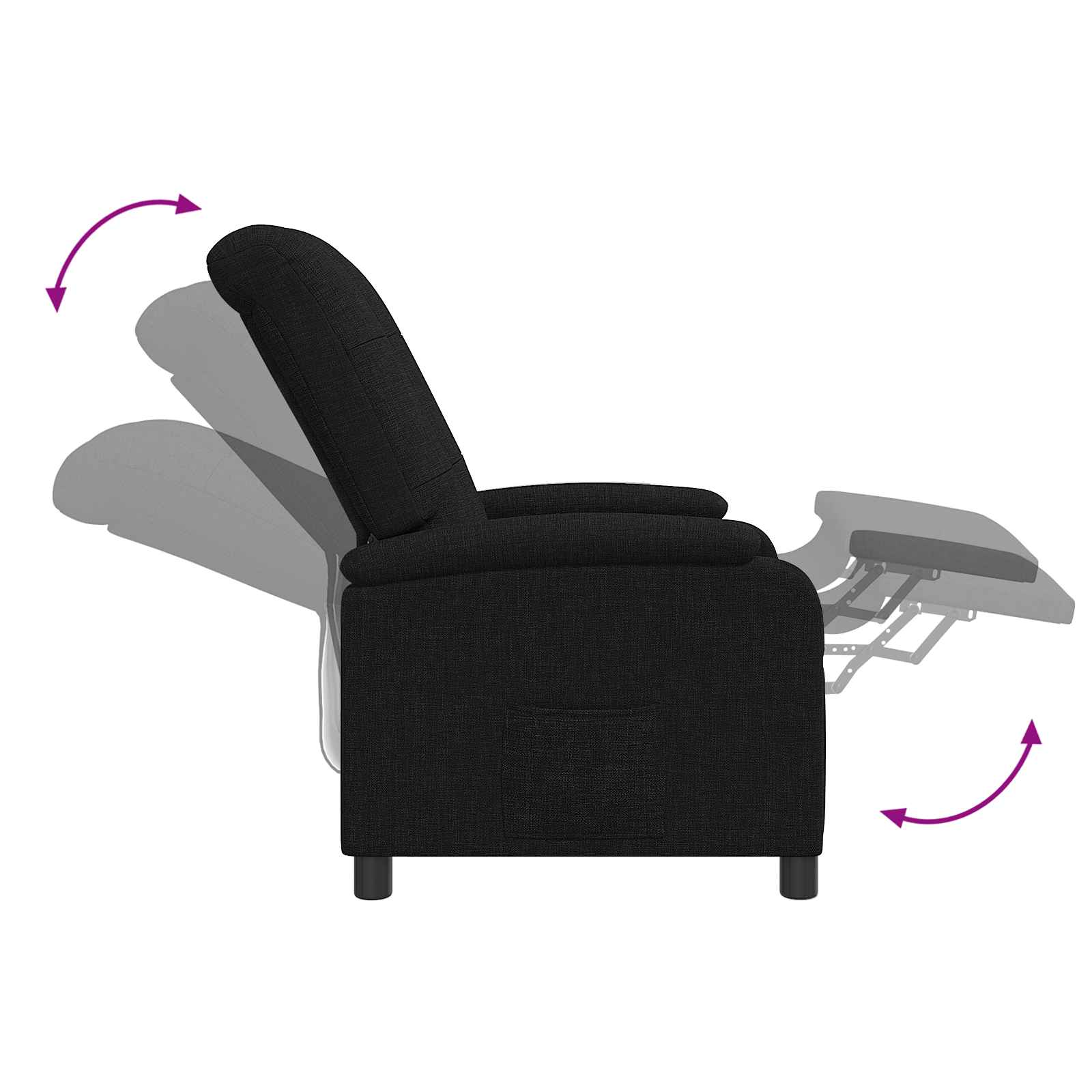 vidaXL Fotel recliner Czarny tkanina