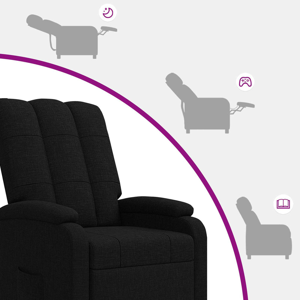 vidaXL Fotel recliner Czarny tkanina