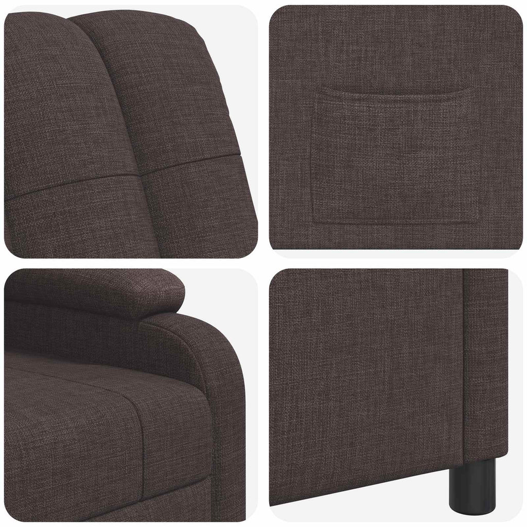 vidaXL Fotel recliner Ciemny brąz tkanina