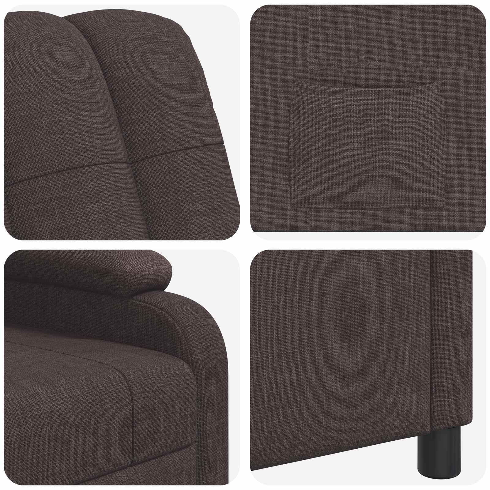 vidaXL Fotel recliner Ciemny brąz tkanina