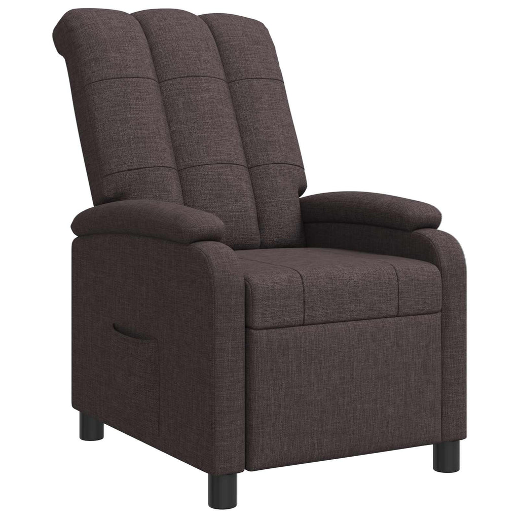 vidaXL Fotel recliner Ciemny brąz tkanina