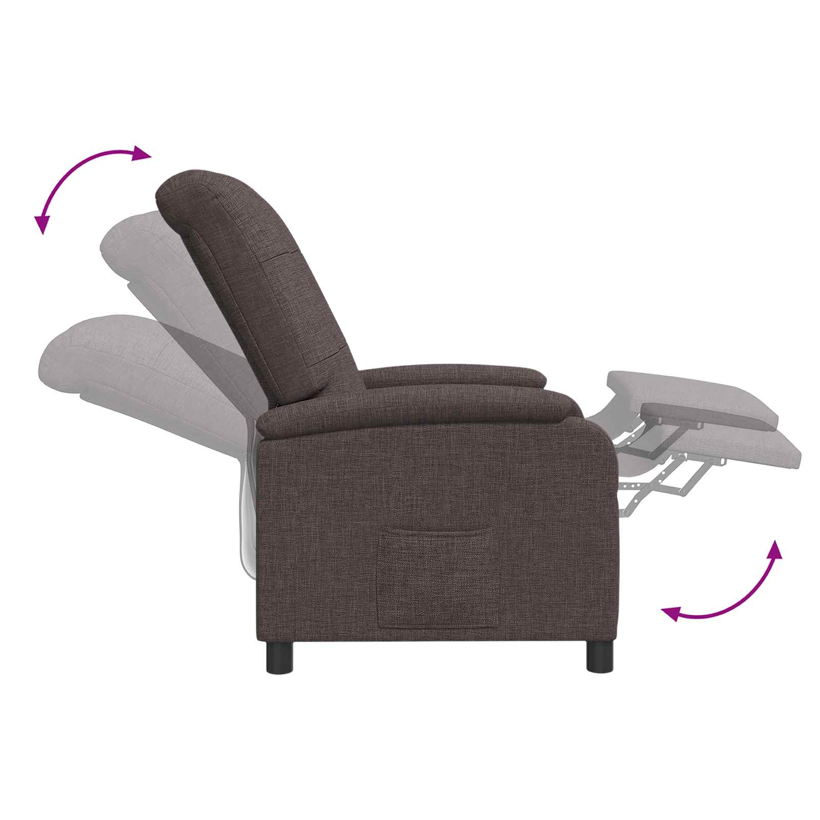 vidaXL Fotel recliner Ciemny brąz tkanina