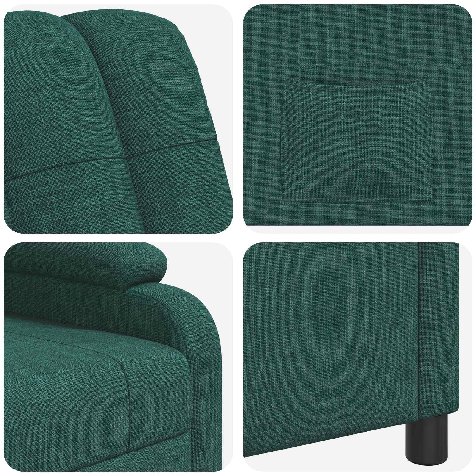 vidaXL Fotel recliner Ciemnozielony tkanina