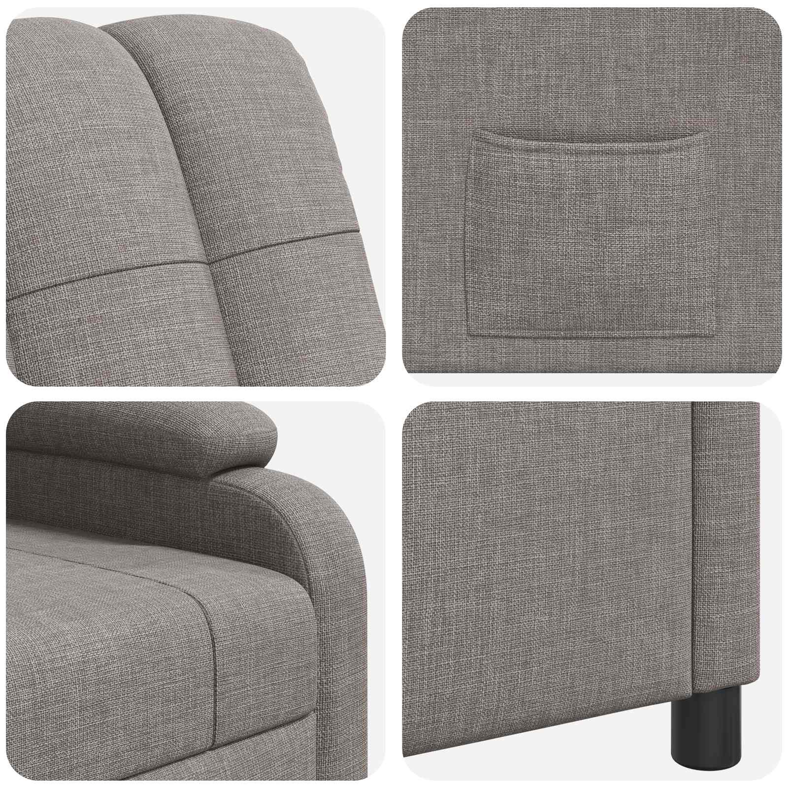 vidaXL Fotel recliner Ciemnoszary tkanina