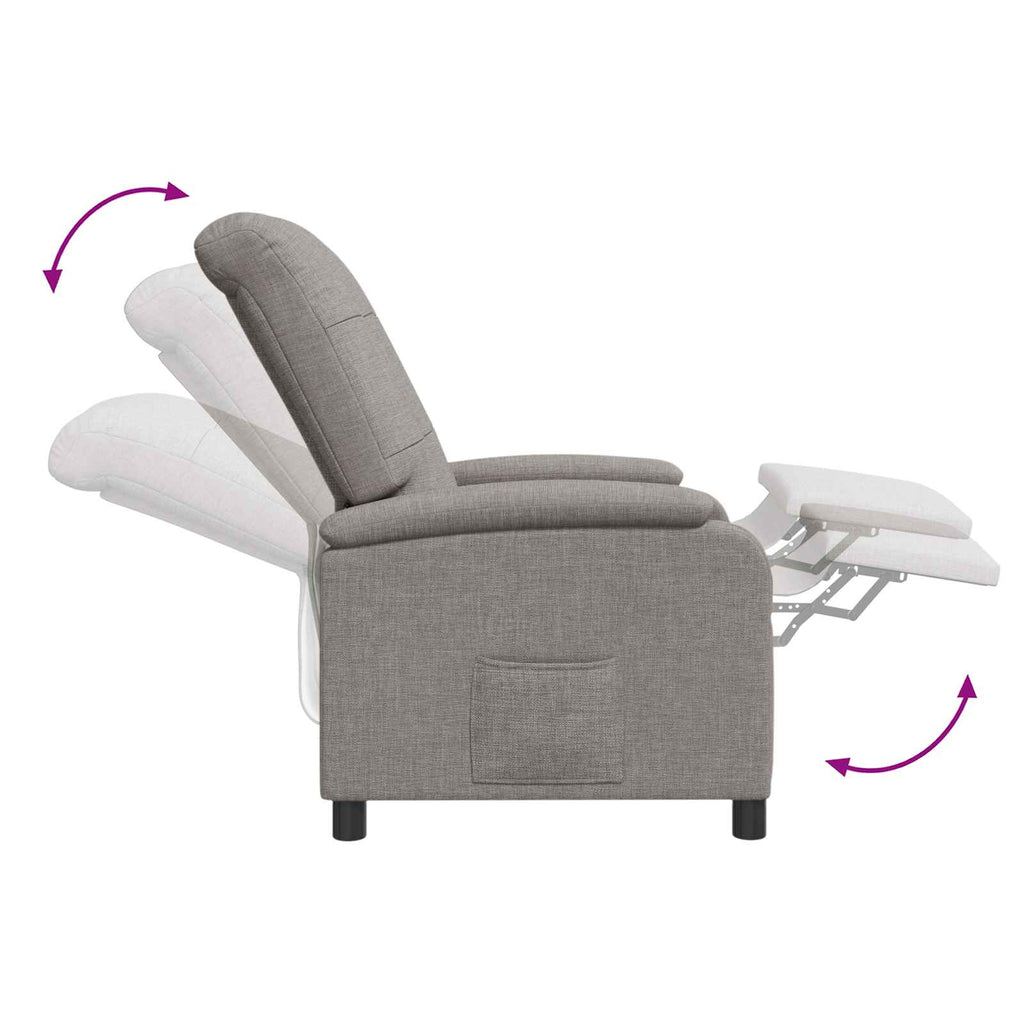 vidaXL Fotel recliner Ciemnoszary tkanina