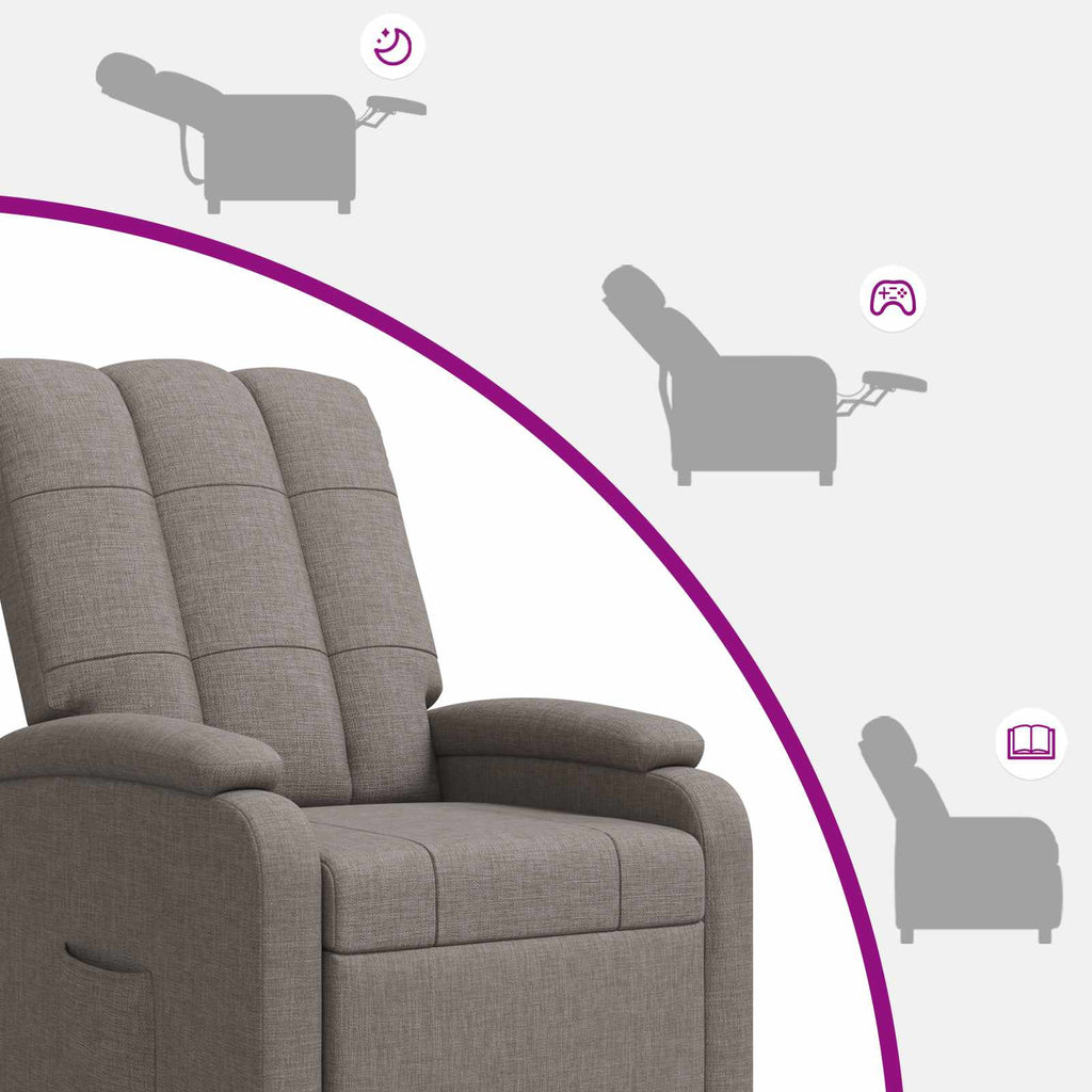 vidaXL Fotel recliner Ciemnoszary tkanina