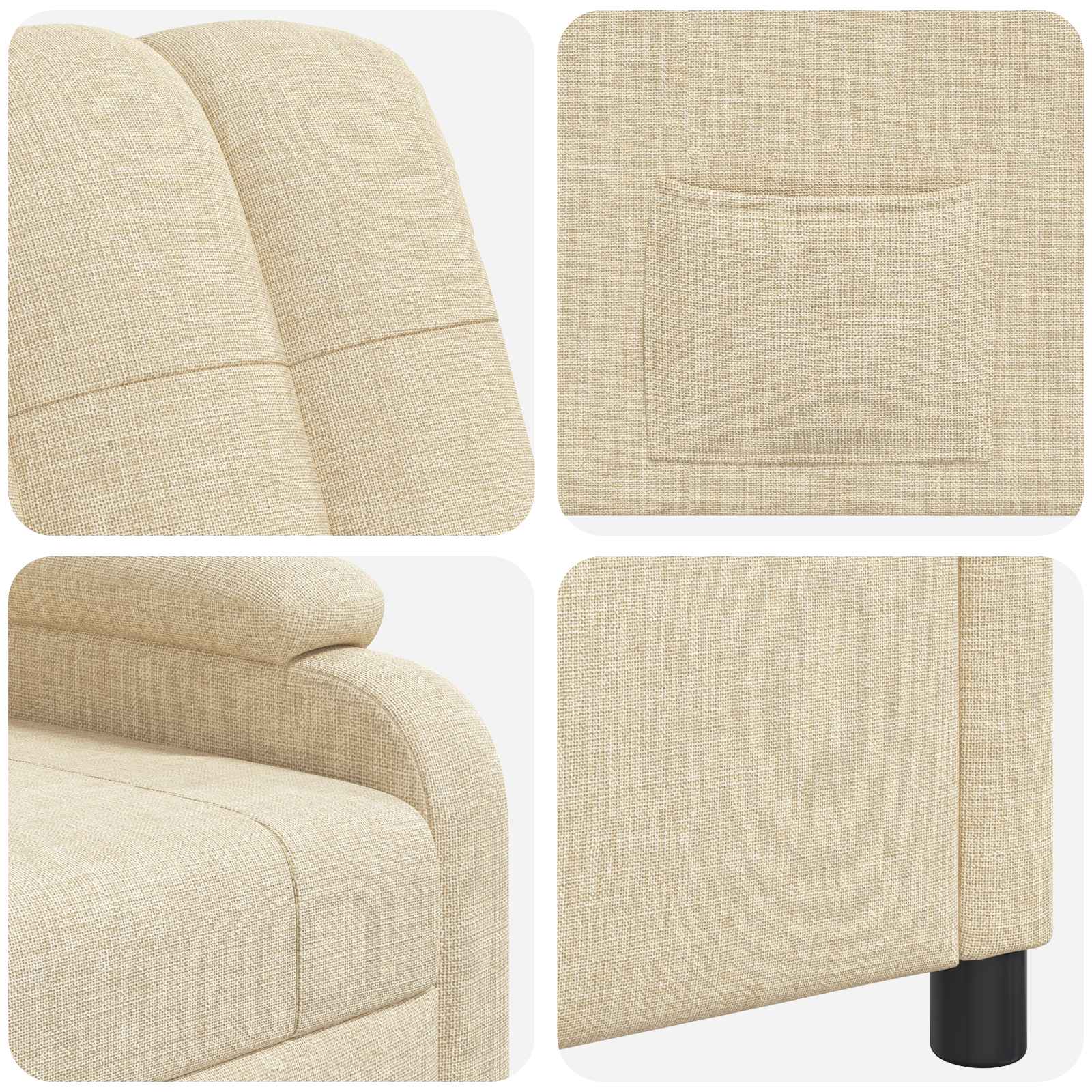 vidaXL Fotel recliner kremowy tkanina