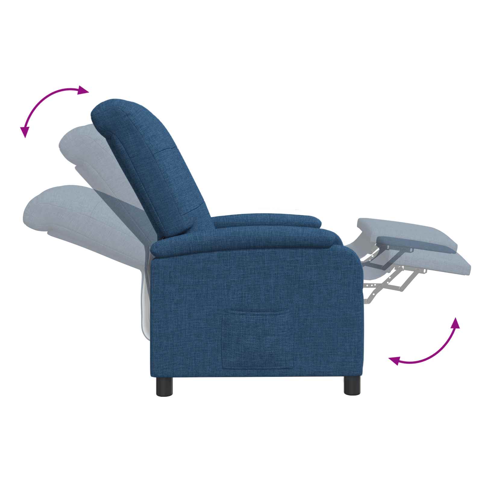 vidaXL Fotel recliner niebieski tkanina