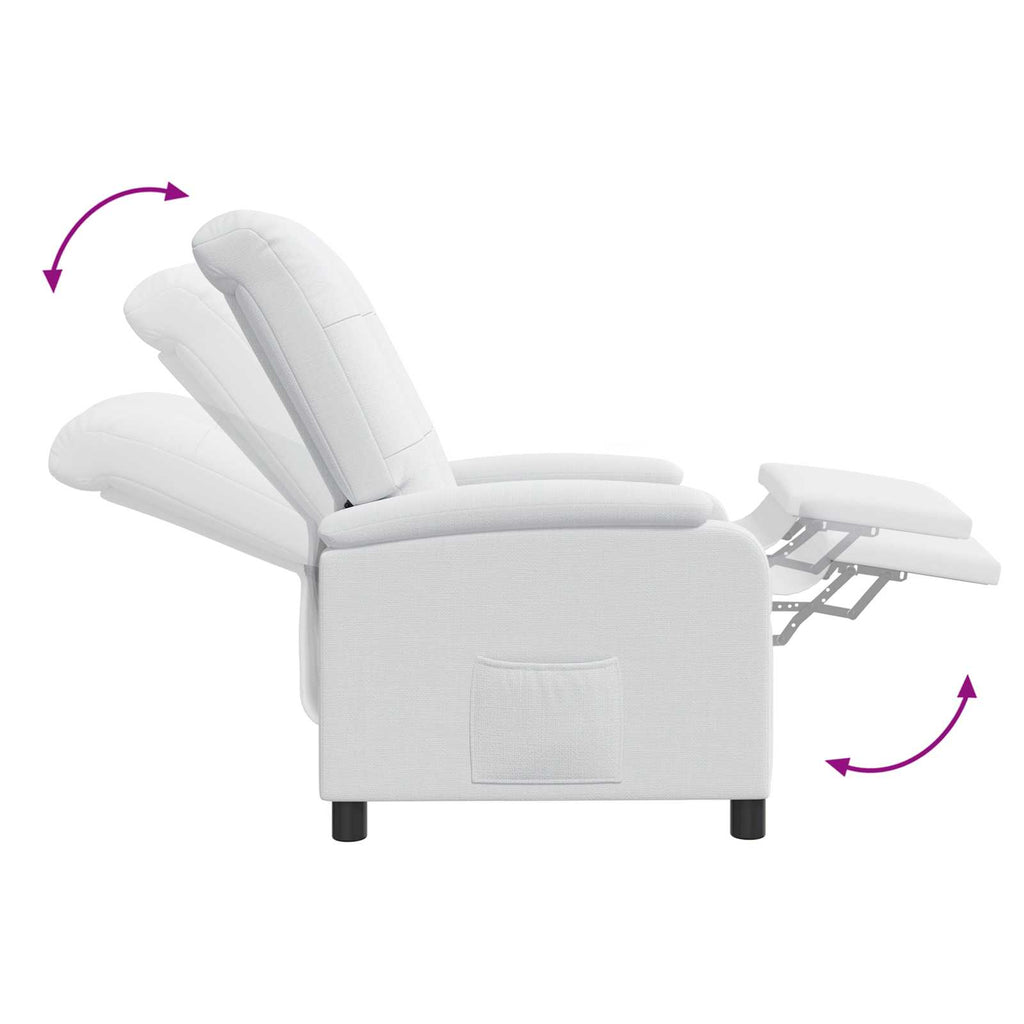 vidaXL Fotel recliner Biały tkanina