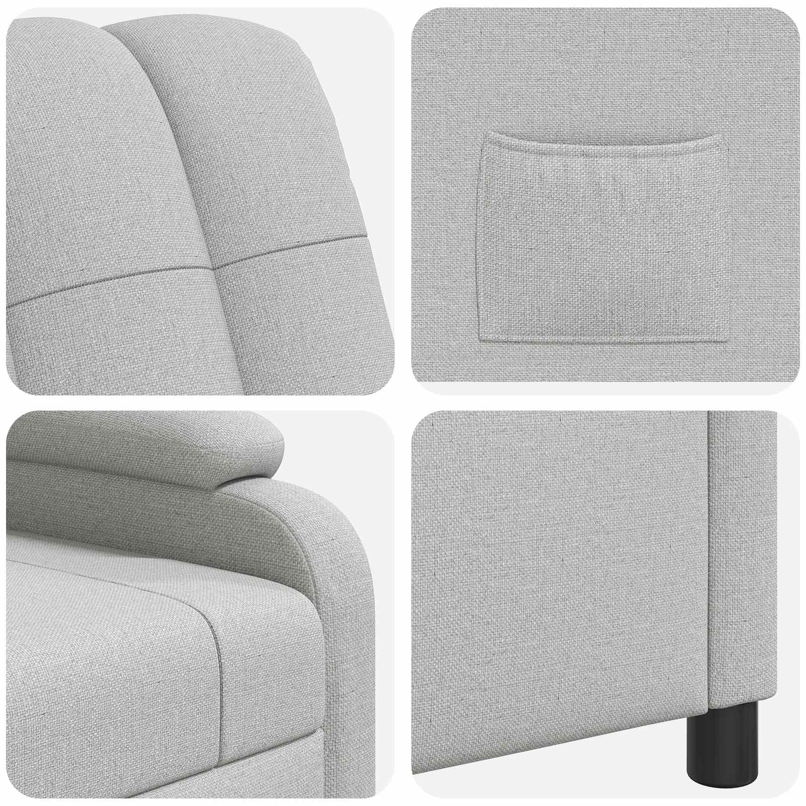 vidaXL Fotel recliner Szary chmur tkanina