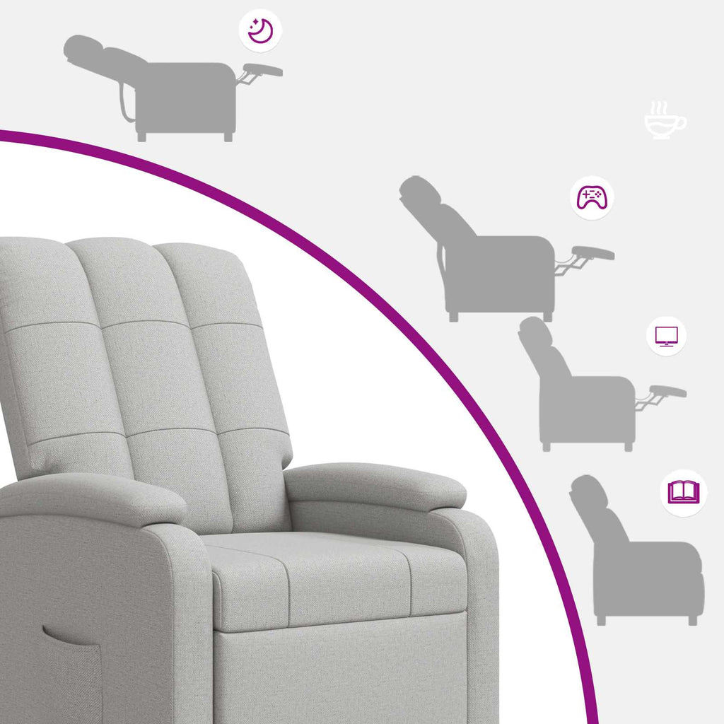 vidaXL Fotel recliner Szary chmur tkanina