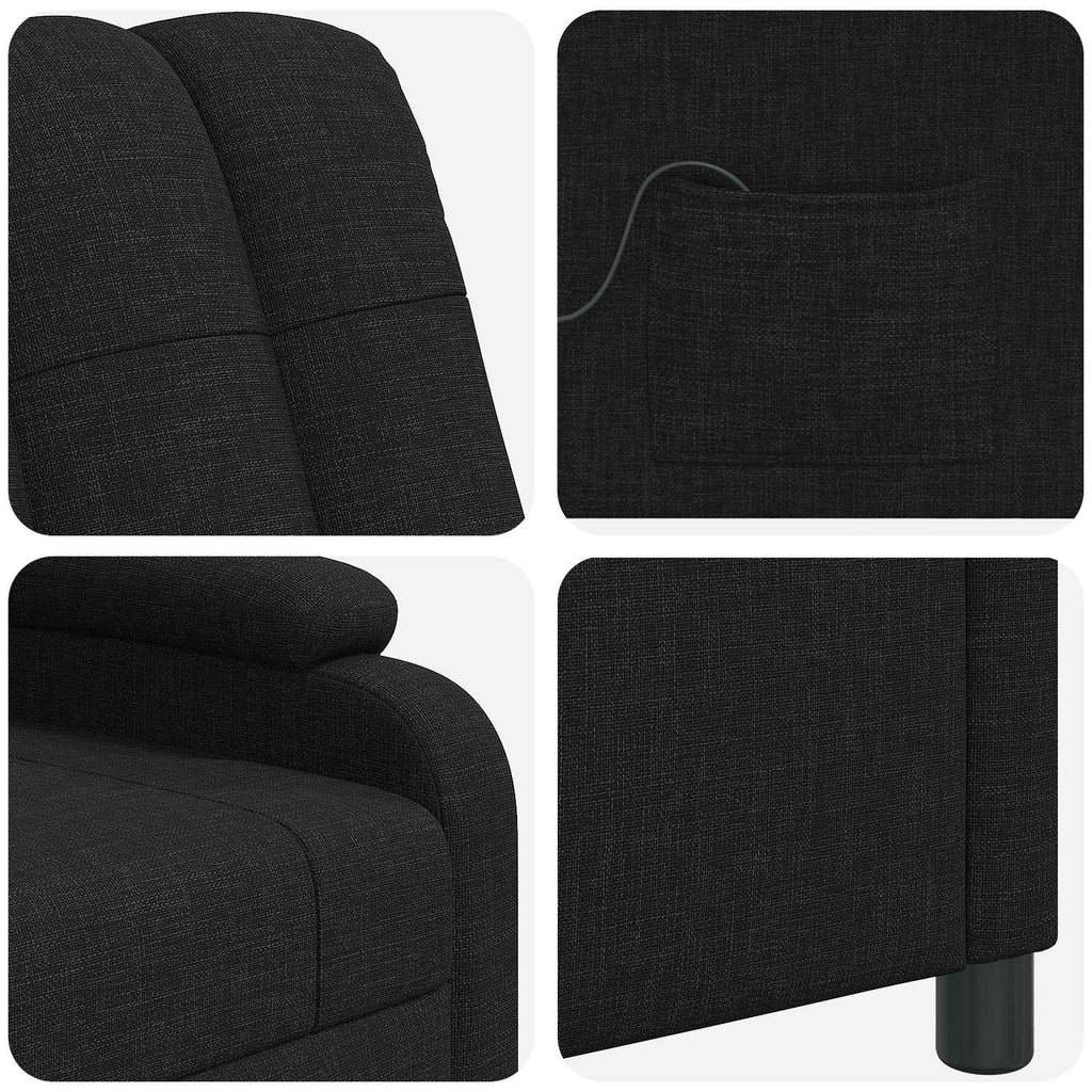 vidaXL Fotel masujący Czarny tkanina