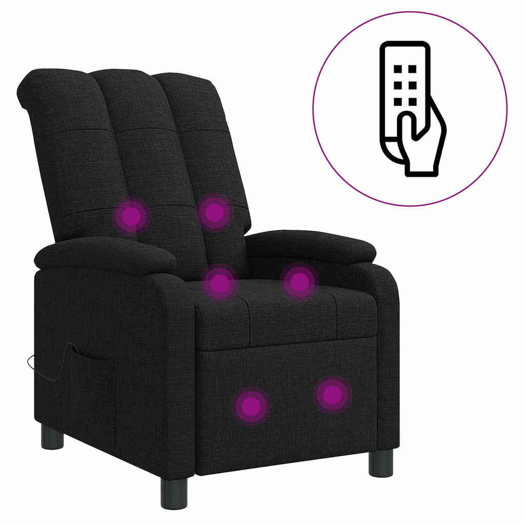 vidaXL Fotel masujący Czarny tkanina
