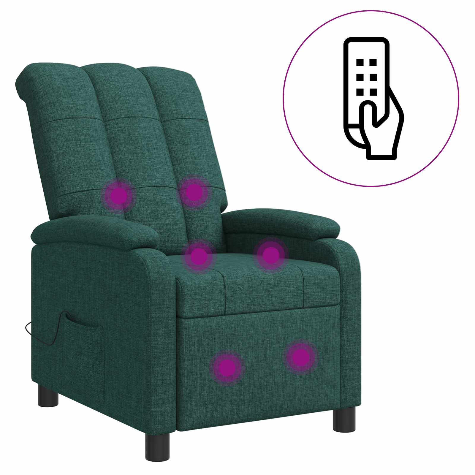 vidaXL Fotel masujący Ciemnozielony tkanina