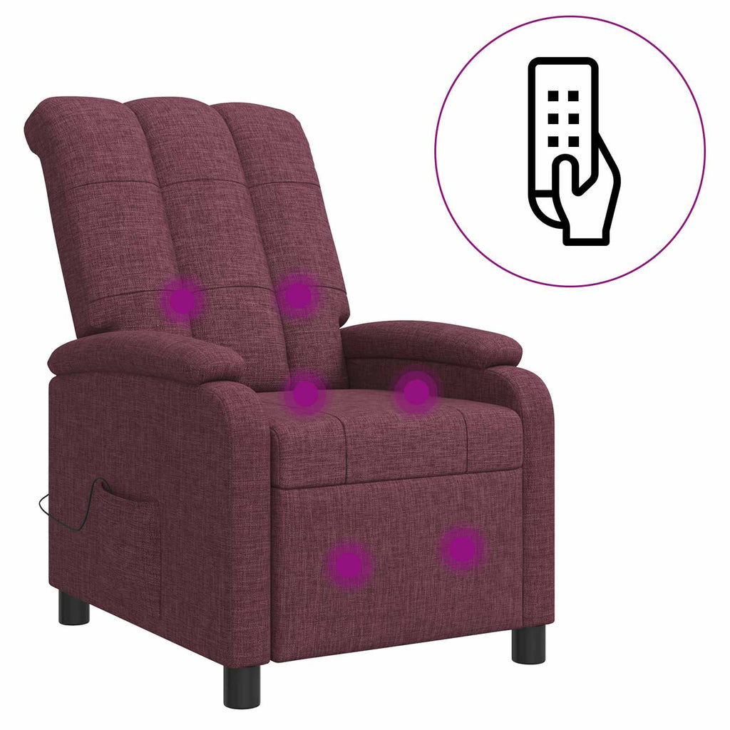 vidaXL Fotel masujący Fioletowy tkanina
