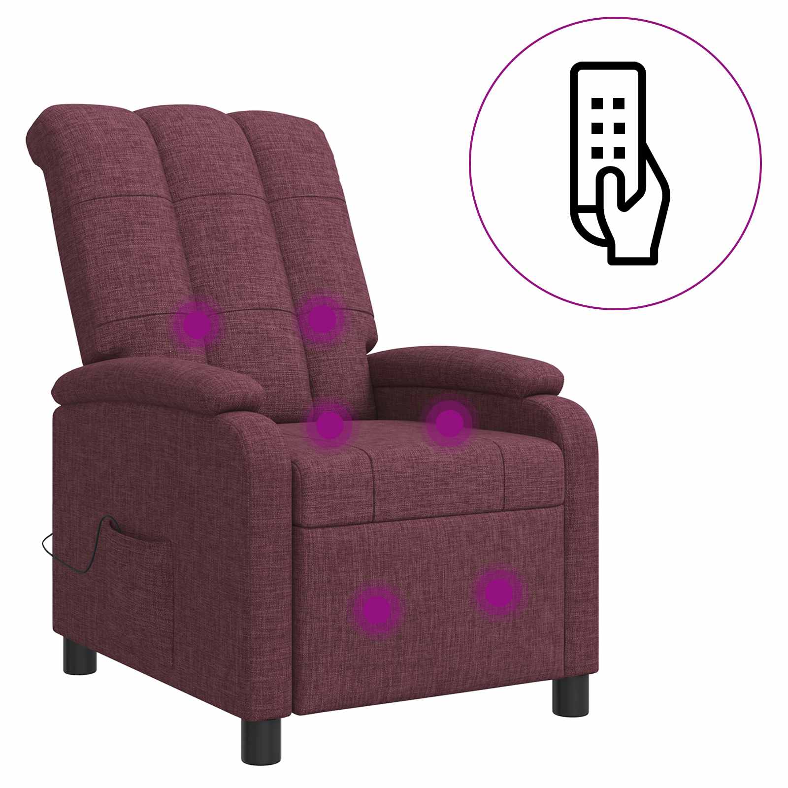 vidaXL Fotel masujący Fioletowy tkanina