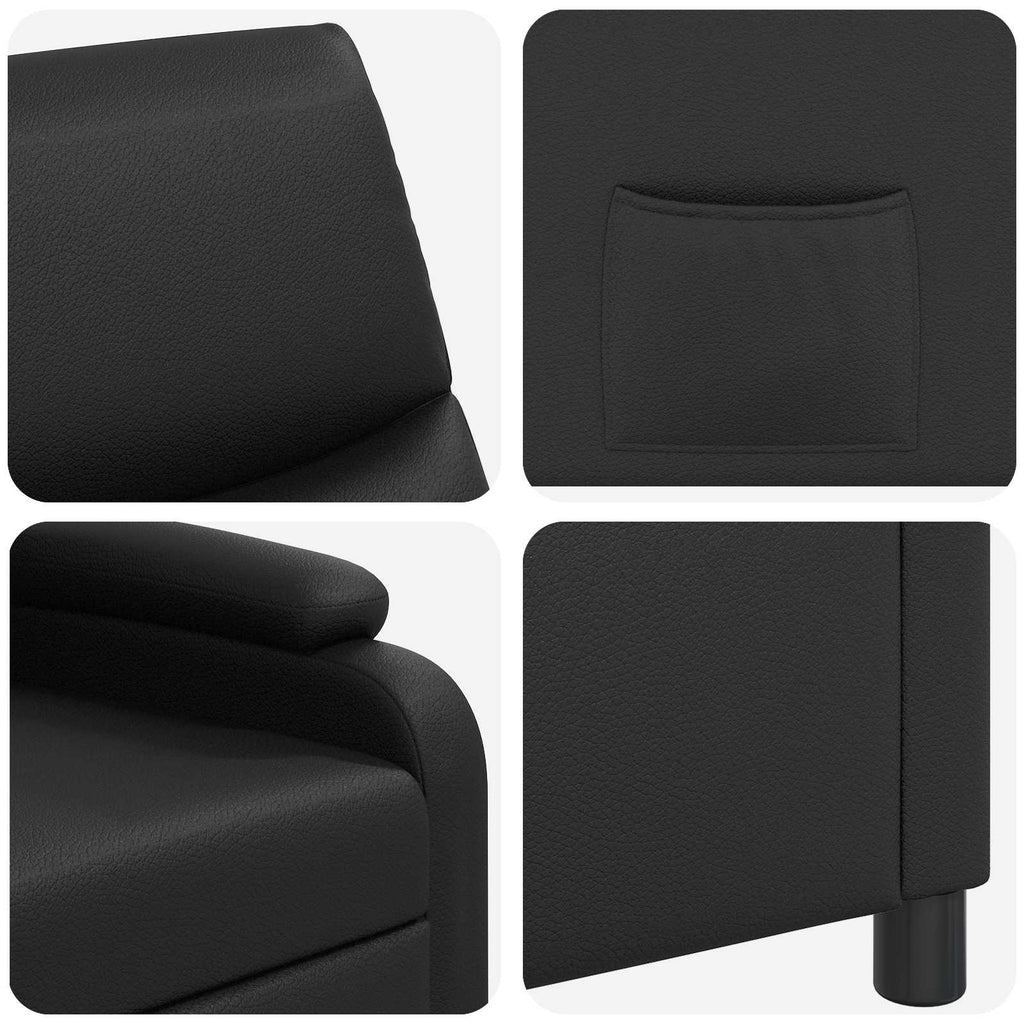 vidaXL Fotel recliner Czarny Ekoskóra
