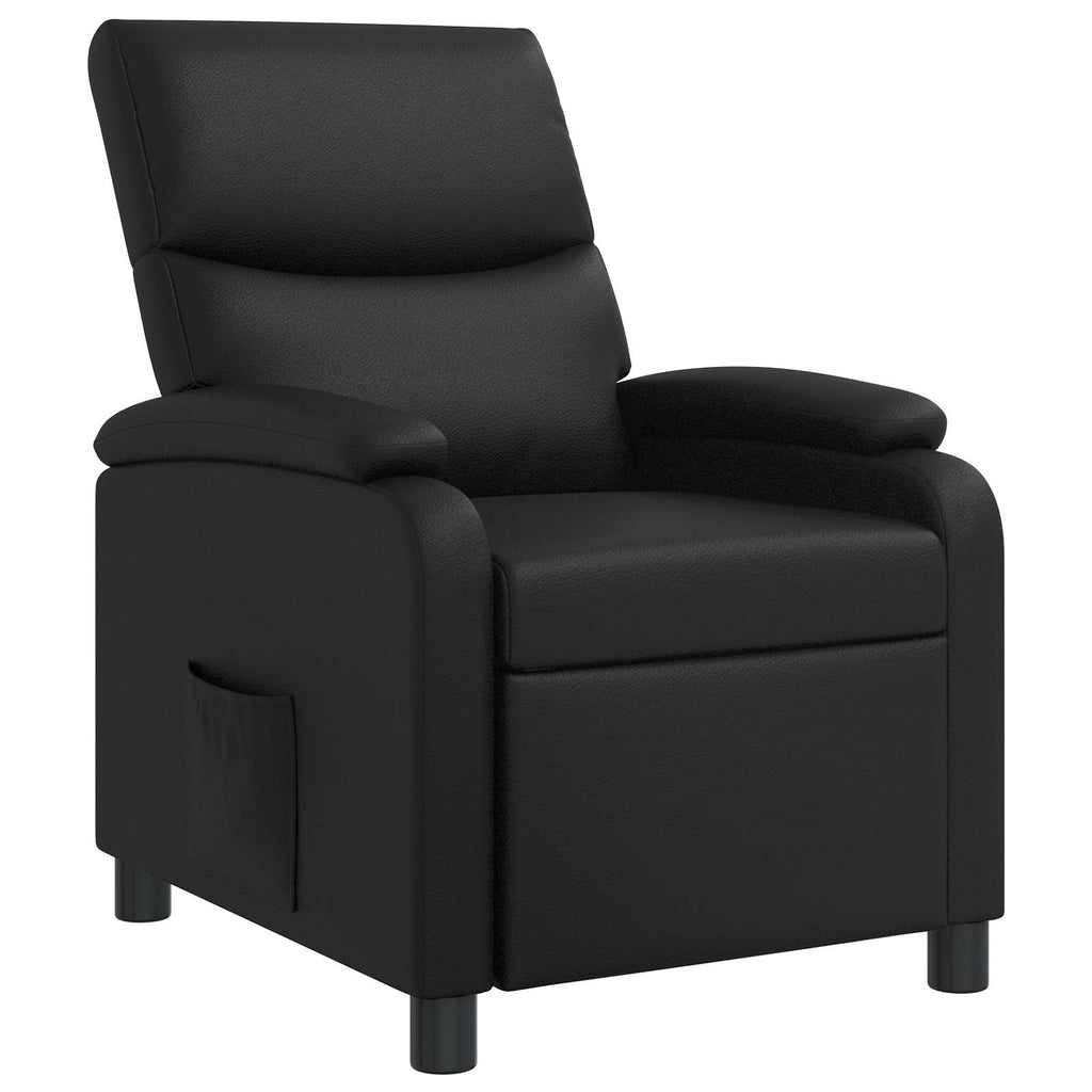 vidaXL Fotel recliner Czarny Ekoskóra