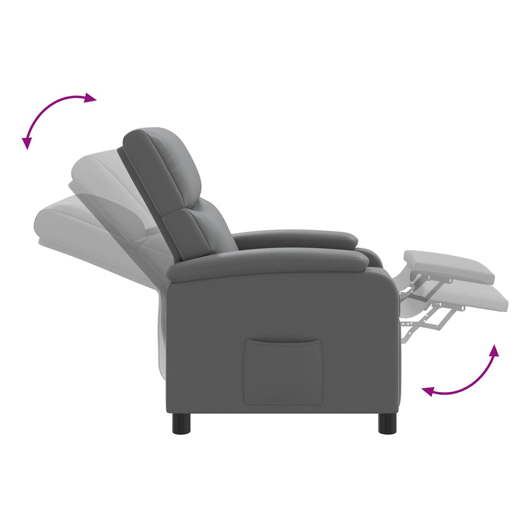 vidaXL Fotel recliner Szary Ekoskóra