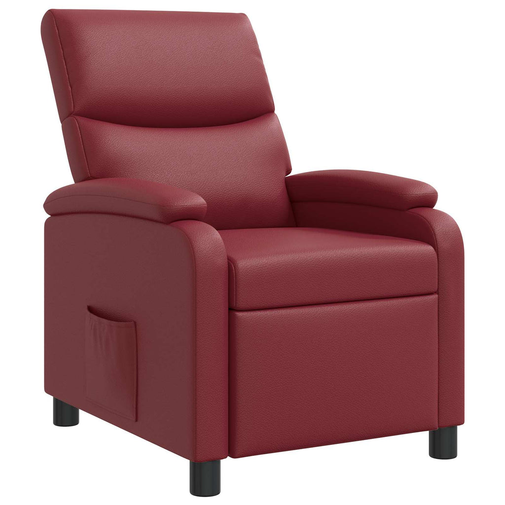 vidaXL Fotel recliner Czerwone wino Ekoskóra