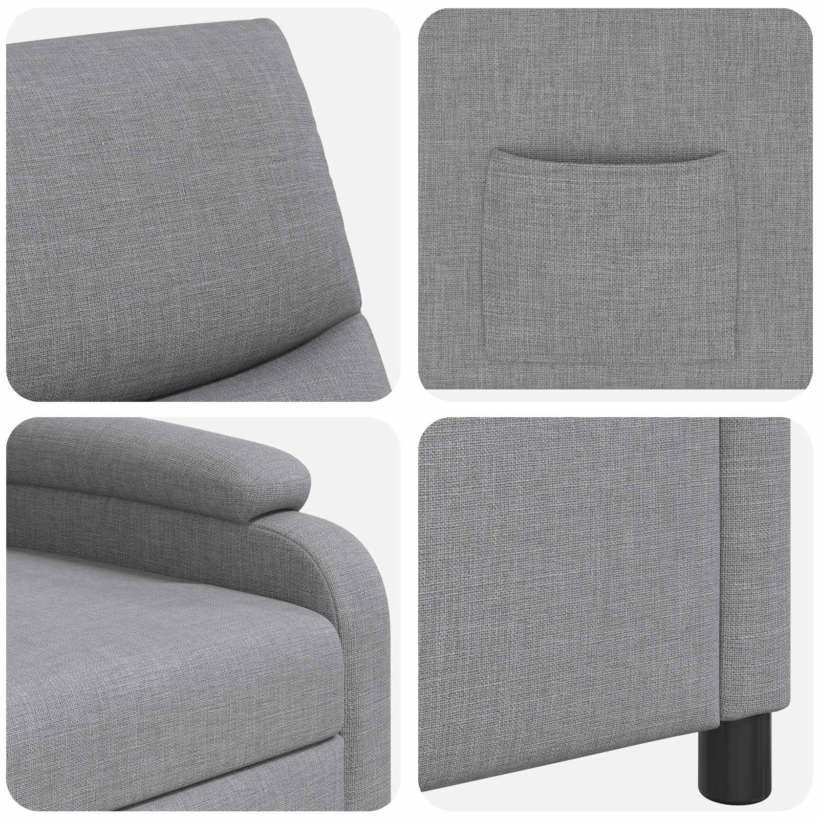vidaXL Fotel recliner jasnoszary tkanina