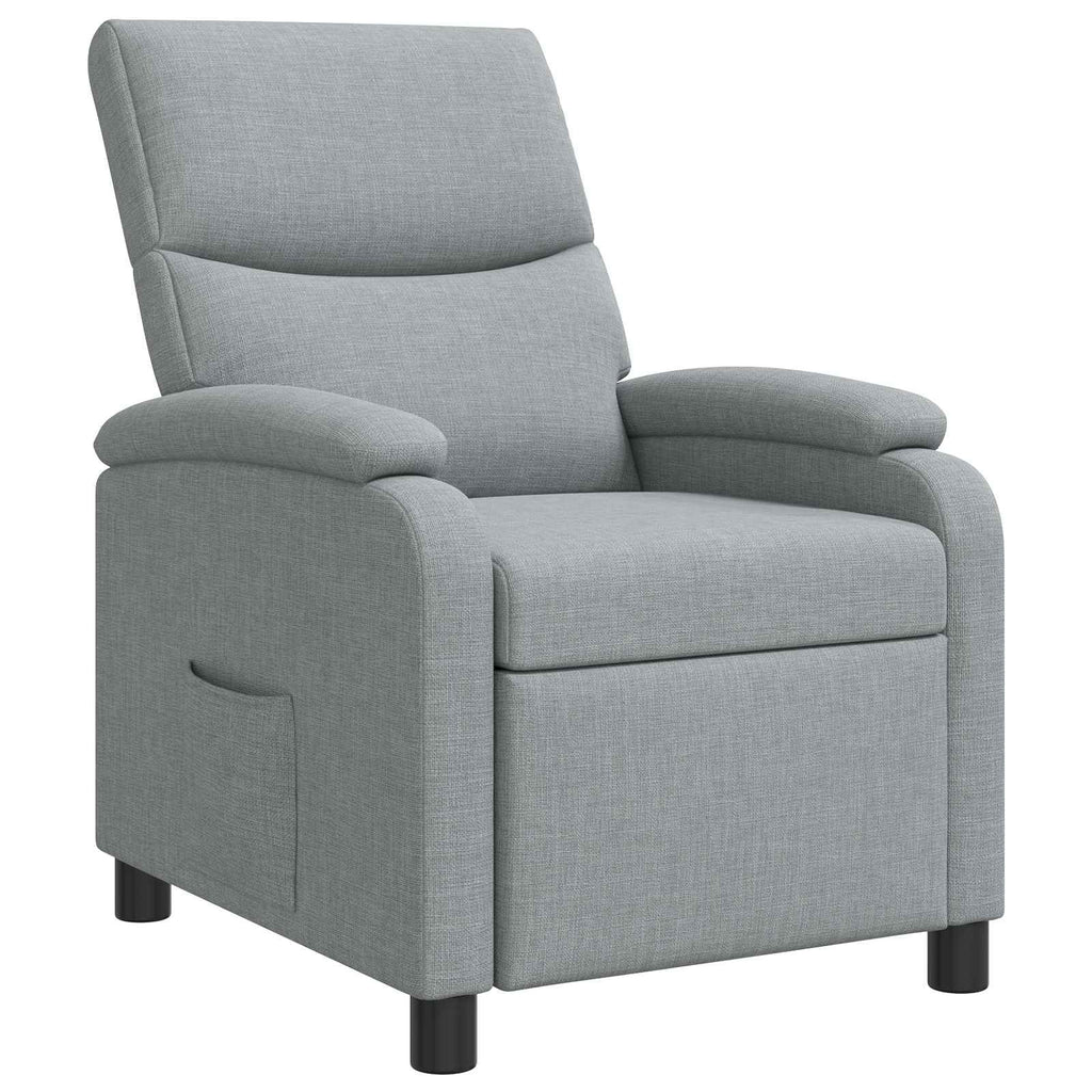 vidaXL Fotel recliner jasnoszary tkanina
